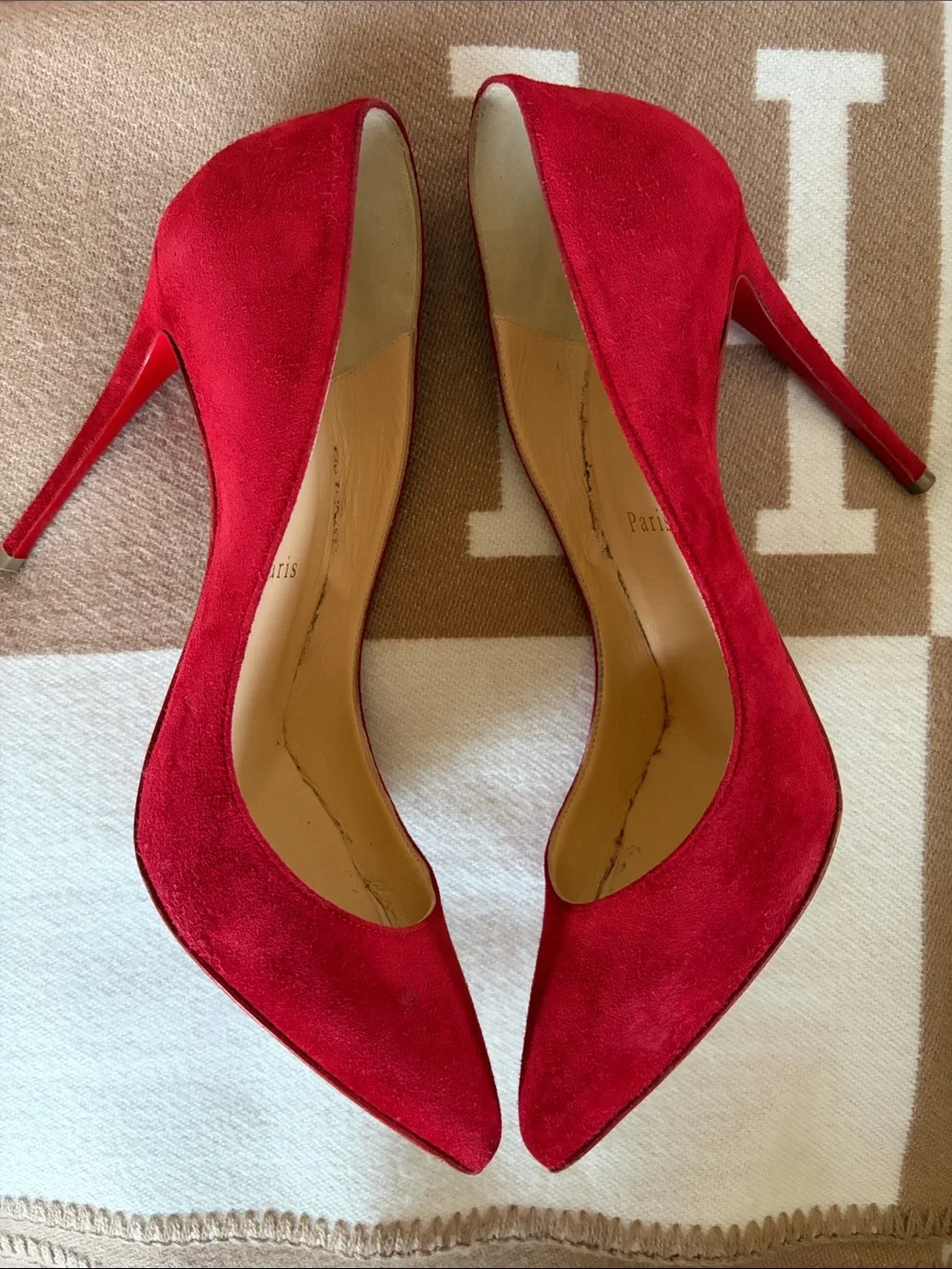 Christian Louboutin Red Suede Pigalle 100 - Picture 3 of 5